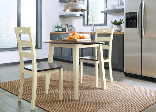 Woodanville Cream/Brown 3-Piece Drop Leaf Dining Set - SET | D335-15 | D335-01 - Luna Furniture - Dallas Store