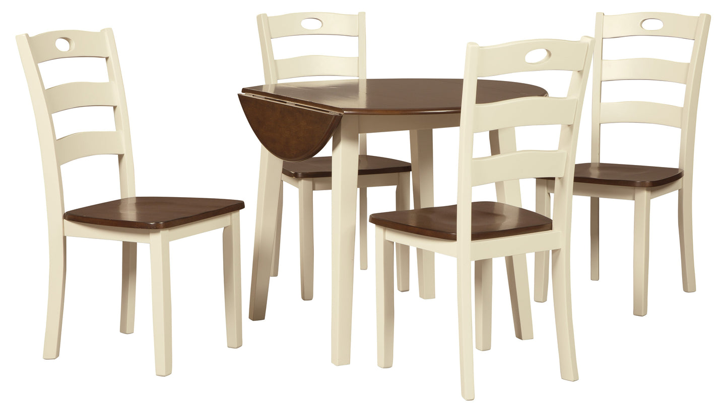 Woodanville Cream/Brown 5-Piece Drop Leaf Dining Set - SET | D335-15 | D335-01(2) - Luna Furniture - Dallas Store