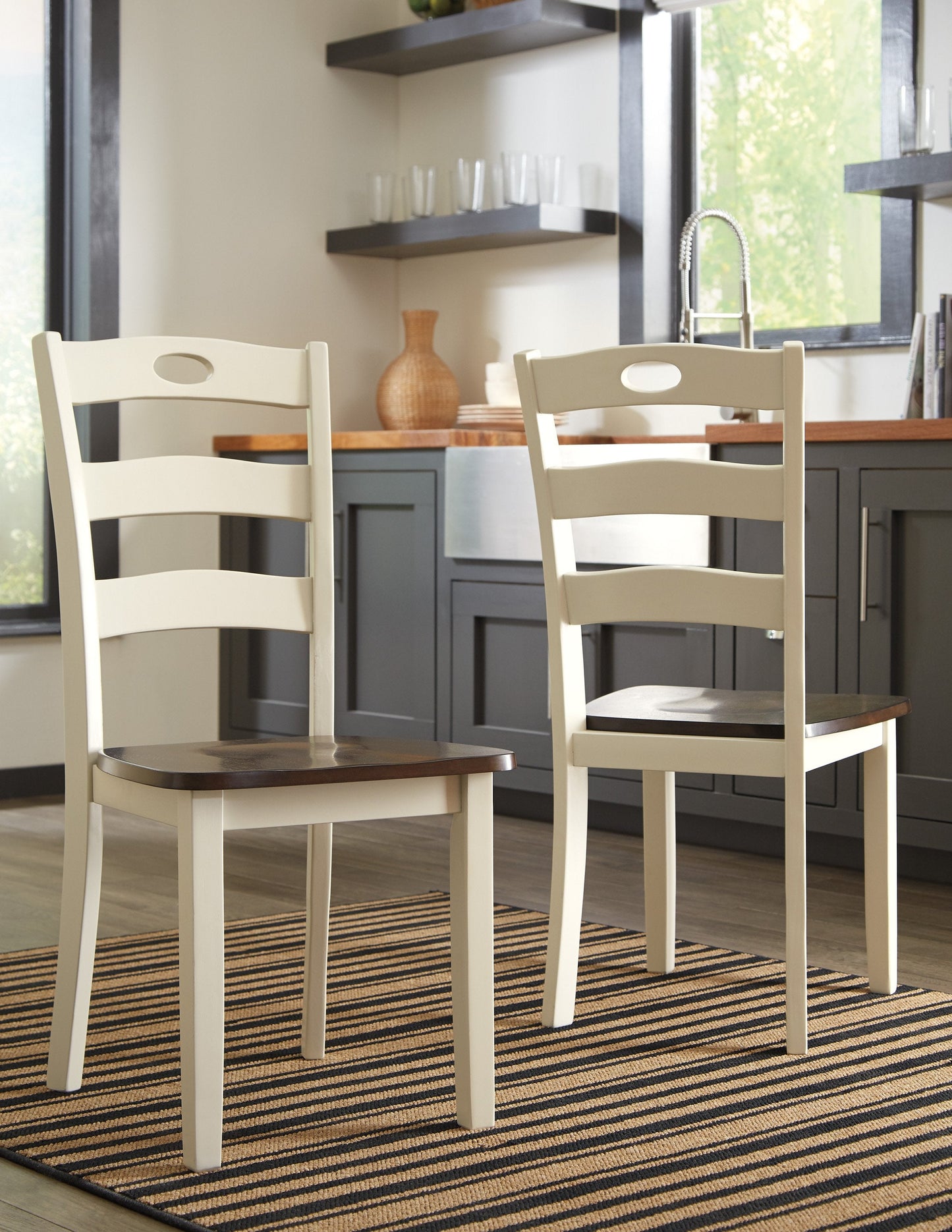 Woodanville Cream/Brown 5-Piece Drop Leaf Dining Set - SET | D335-15 | D335-01(2) - Luna Furniture - Dallas Store