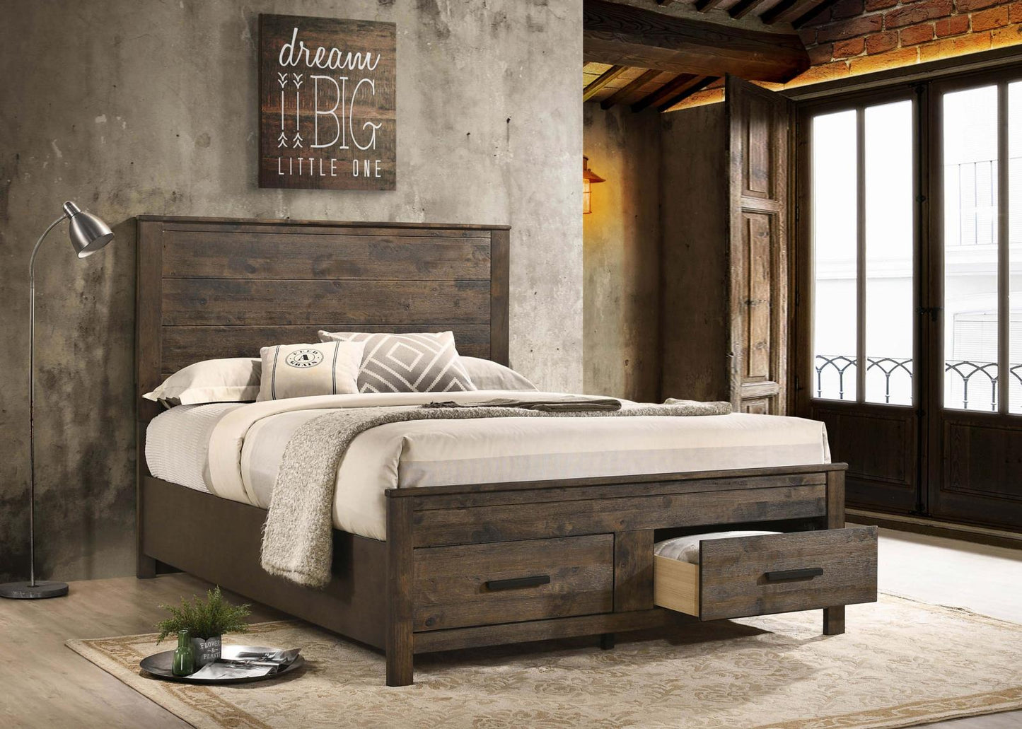 Woodmont Eastern King Storage Bed Rustic Golden Brown - 222631KE - Luna Furniture - Dallas Store