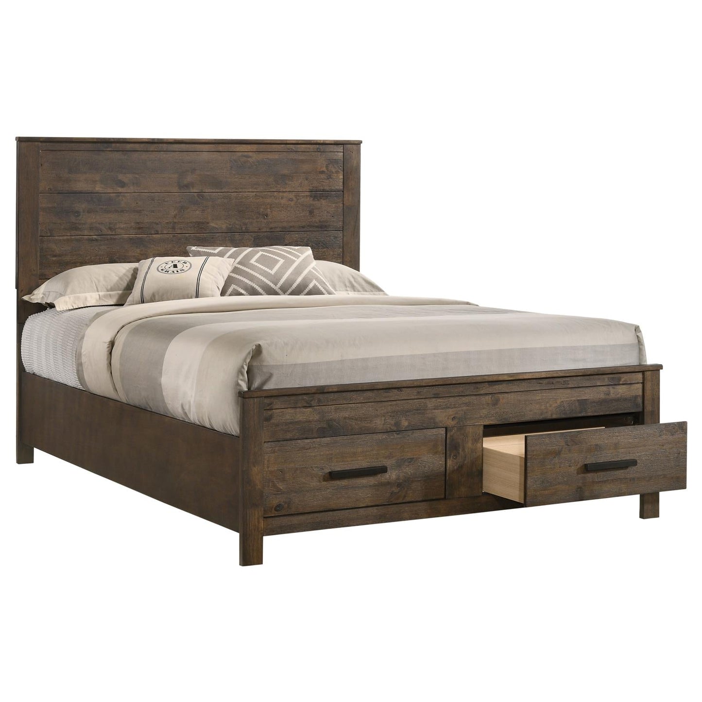 Woodmont Eastern King Storage Bed Rustic Golden Brown - 222631KE - Luna Furniture - Dallas Store