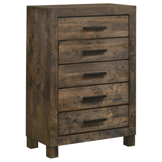 Woodmont Rustic Golden Brown 5-Drawer Chest - 222635 - Luna Furniture - Dallas Store