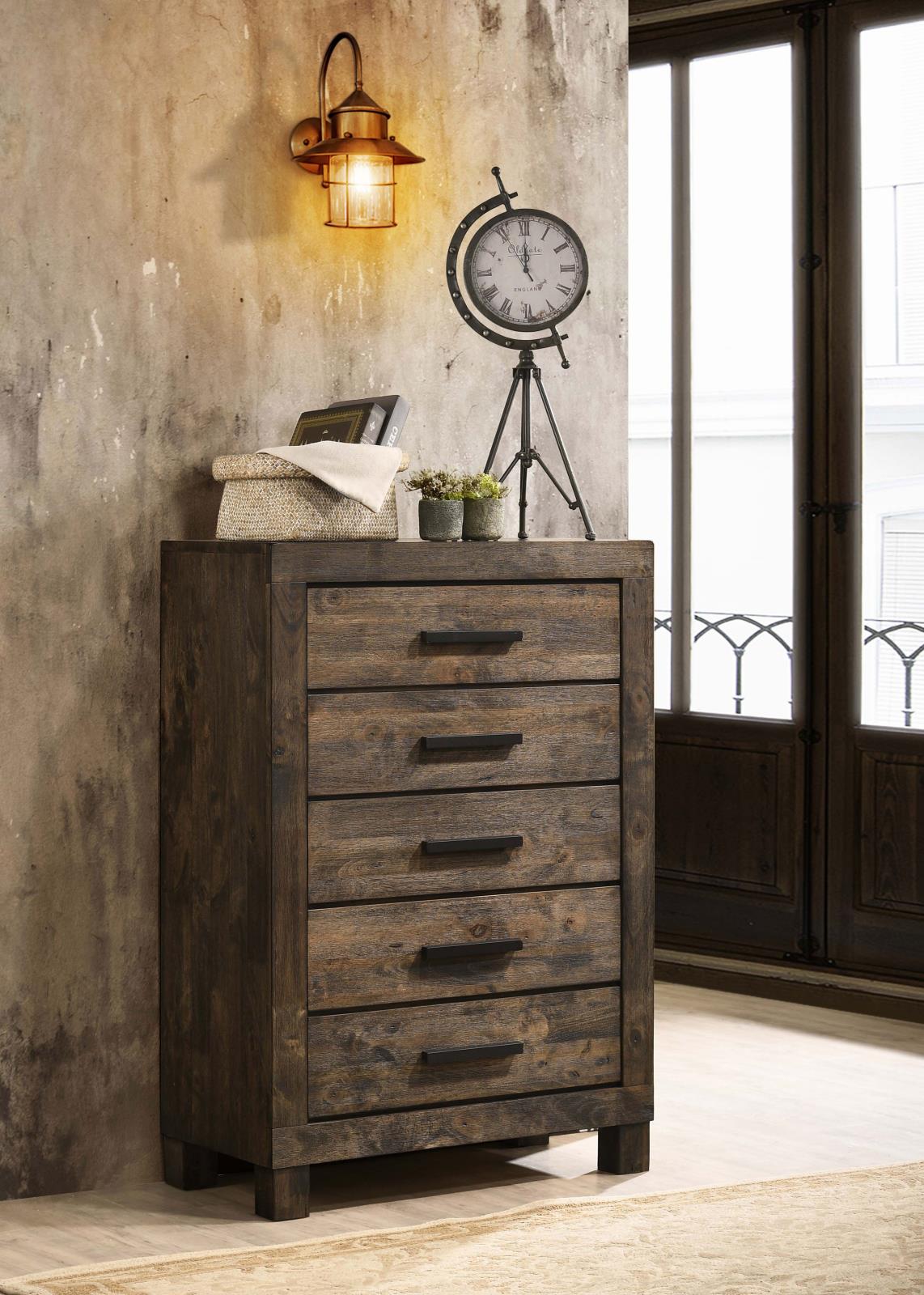 Woodmont Rustic Golden Brown 5-Drawer Chest - 222635 - Luna Furniture - Dallas Store