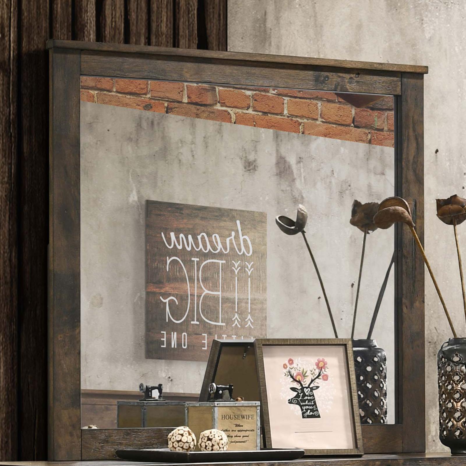Woodmont Rustic Golden Brown Rectangle Mirror - 222634 - Luna Furniture - Dallas Store