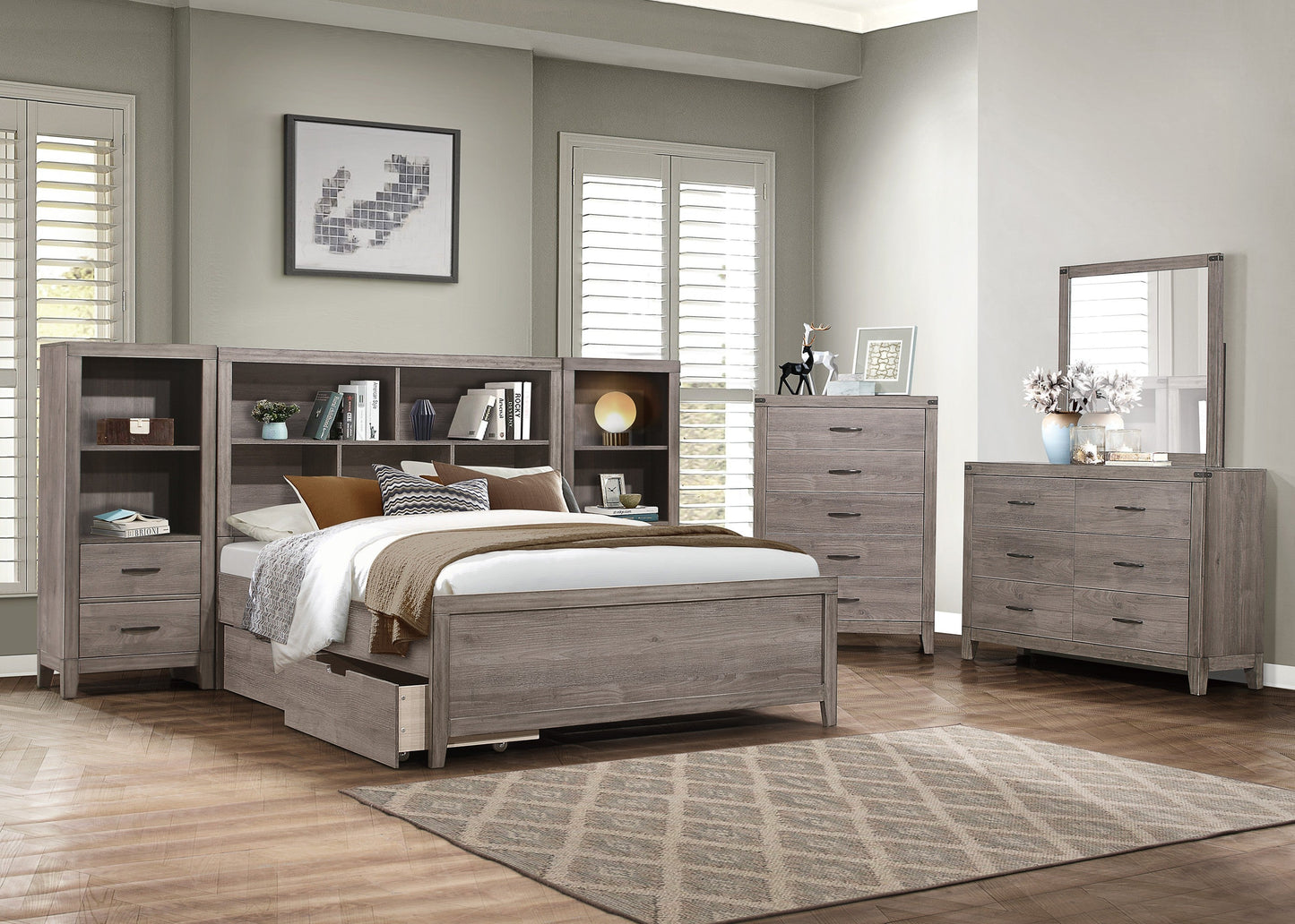 Woodrow Brownish Gray Pier/Tower Nightstand - 2042NB-10 - Luna Furniture - Dallas Store