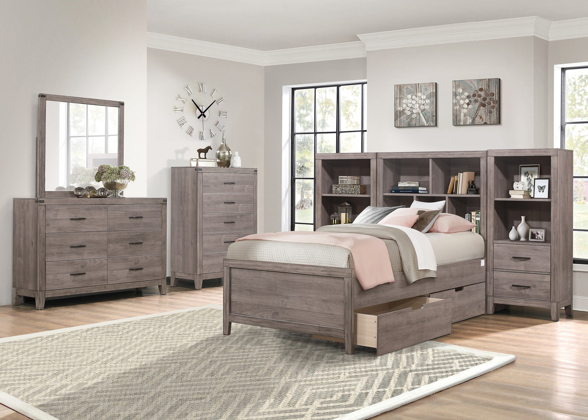 Woodrow Brownish Gray Pier/Tower Nightstand - 2042NB-10 - Luna Furniture - Dallas Store