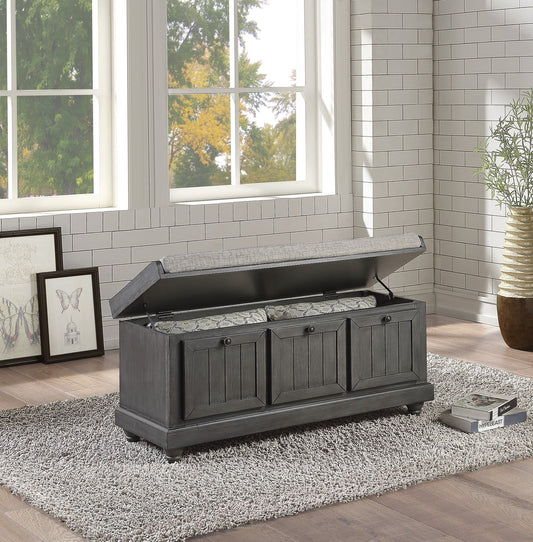 Woodwell Dark Gray Lift Top Storage Bench - 4586DG - Luna Furniture - Dallas Store