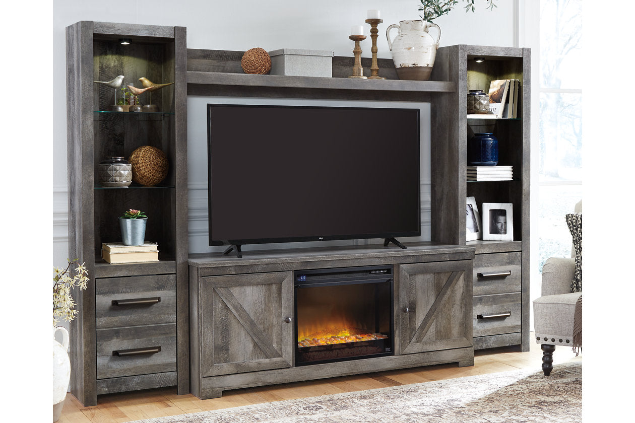 Wynnlow Gray 4-Piece Entertainment Center with Electric Fireplace - SET | W100-02 | W440-24(2) | W440-27 | W440-68 - Luna Furniture - Dallas Store