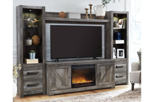 Wynnlow Gray 4-Piece Entertainment Center with Electric Fireplace - SET | W100-02 | W440-24(2) | W440-27 | W440-68 - Luna Furniture - Dallas Store