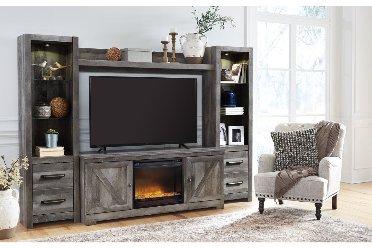 Wynnlow Gray 4-Piece Entertainment Center with Electric Fireplace - SET | W100-02 | W440-24(2) | W440-27 | W440-68 - Luna Furniture - Dallas Store