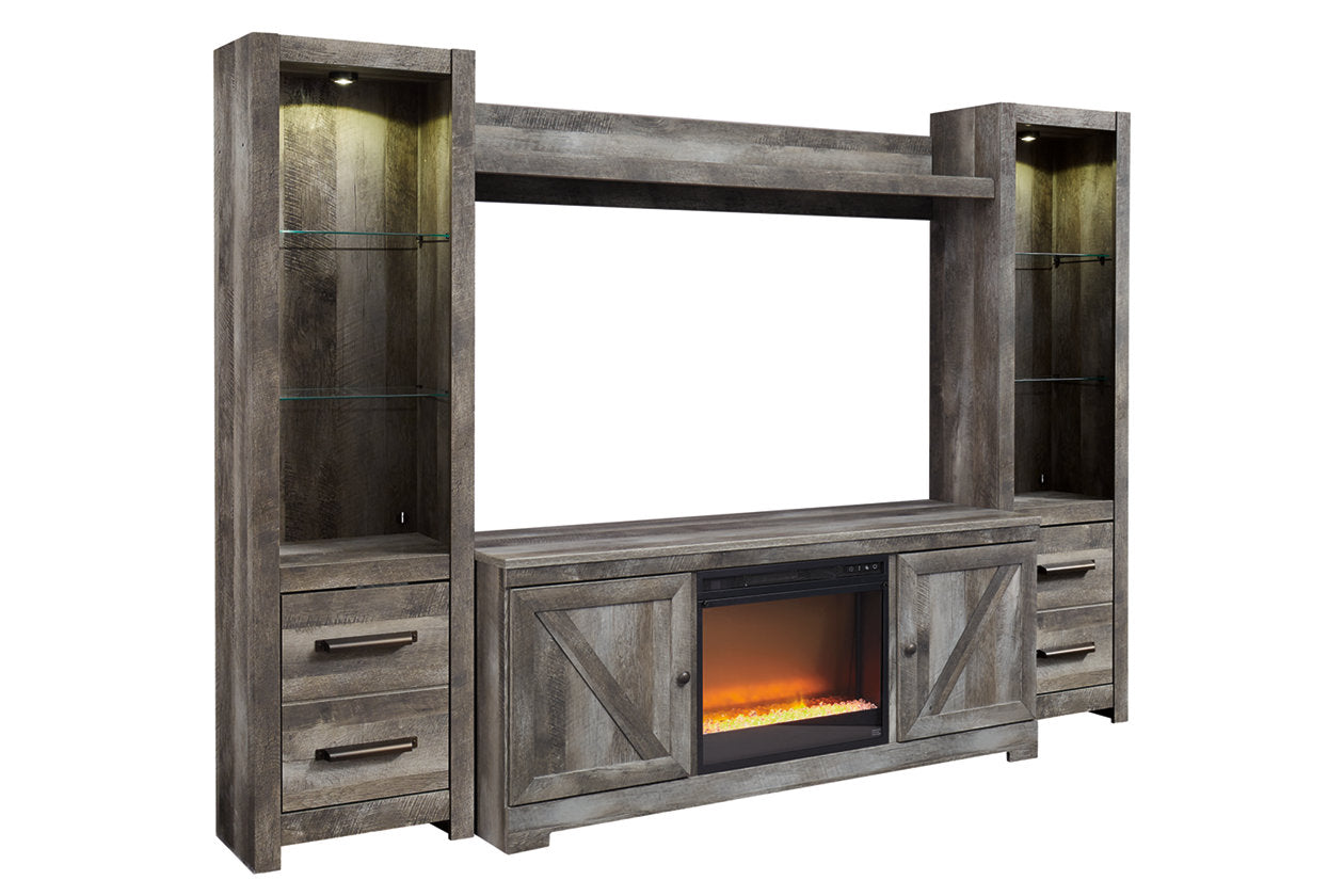 Wynnlow Gray 4-Piece Entertainment Center with Electric Fireplace - SET | W100-02 | W440-24(2) | W440-27 | W440-68 - Luna Furniture - Dallas Store