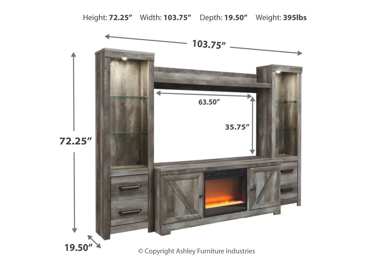 Wynnlow Gray 4-Piece Entertainment Center with Electric Fireplace - SET | W100-02 | W440-24(2) | W440-27 | W440-68 - Luna Furniture - Dallas Store