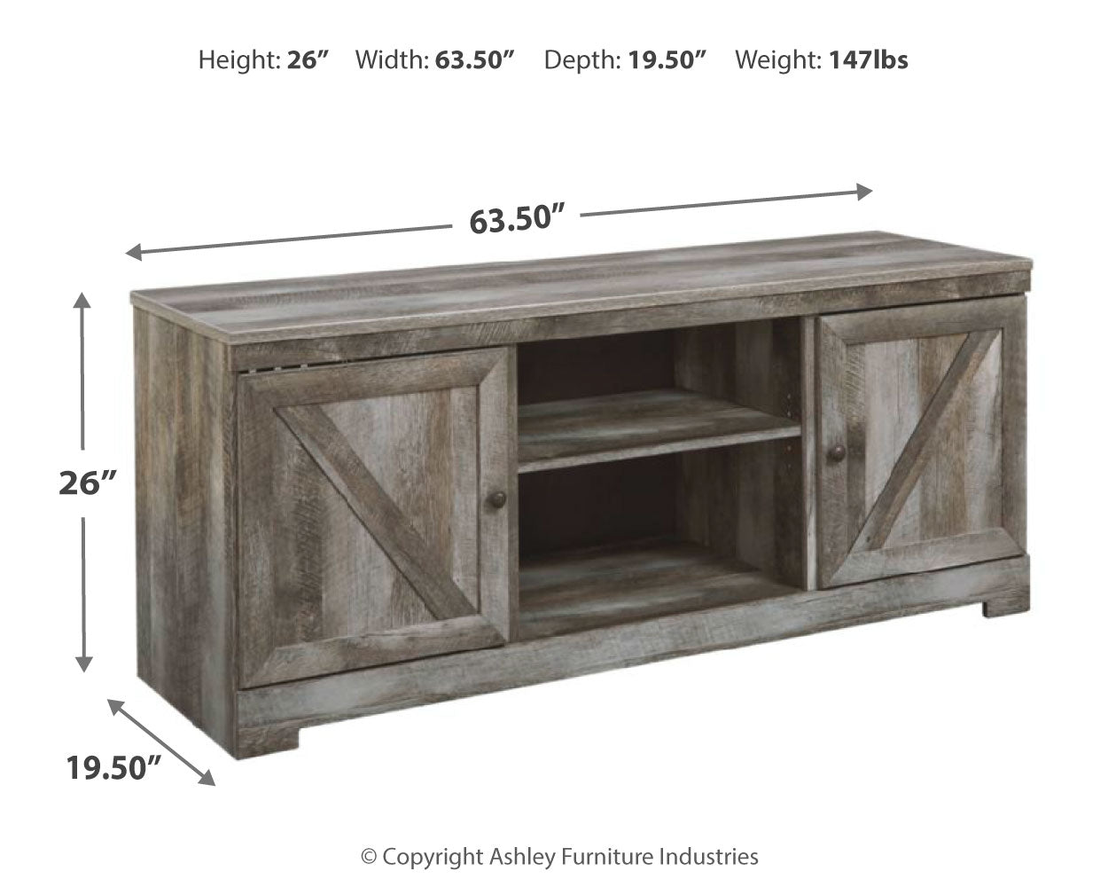 Wynnlow Gray 63" TV Stand - W440-68 - Luna Furniture - Dallas Store