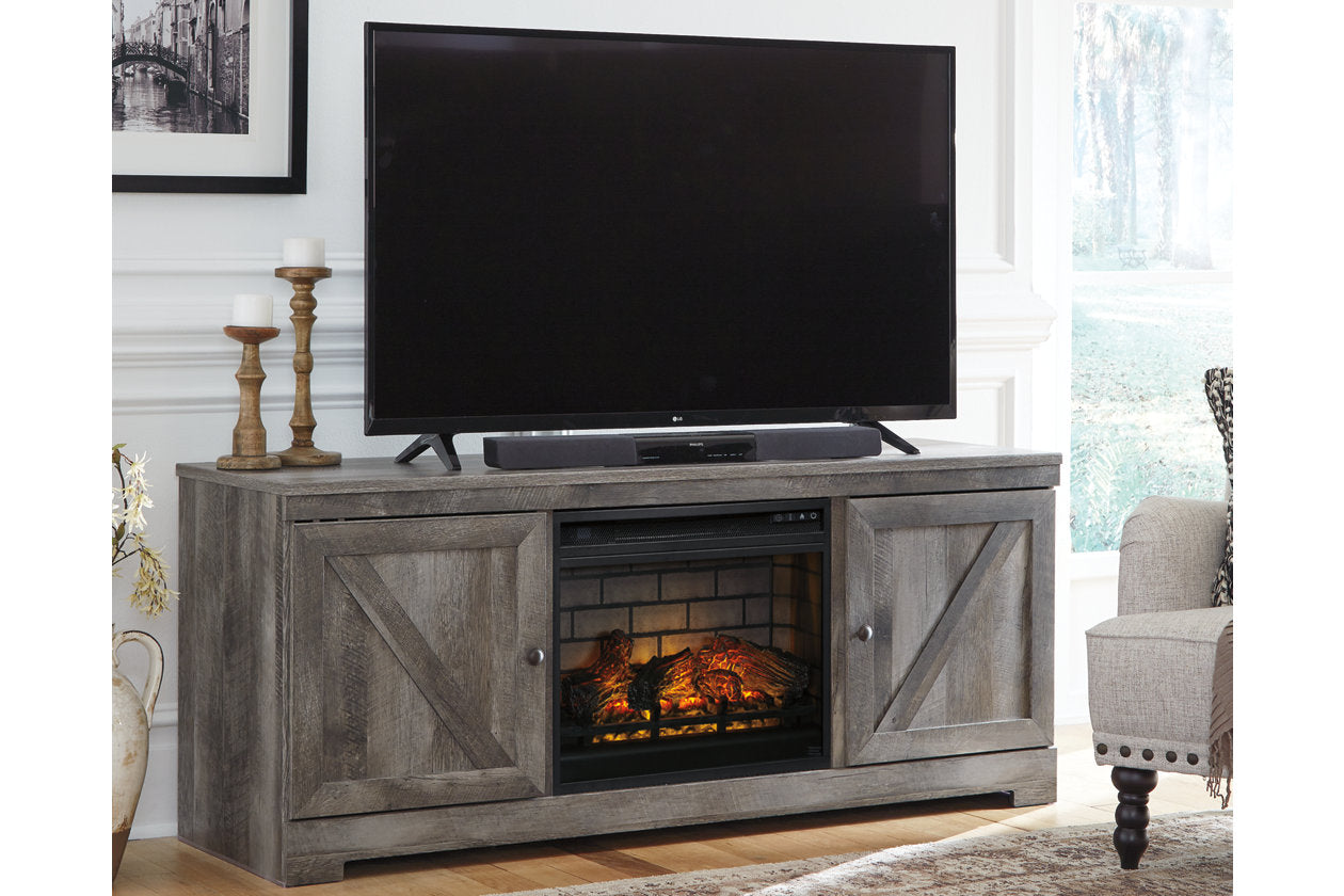 Wynnlow Gray 63" TV Stand with Electric Fireplace - SET | W100-101 | W440-68 - Luna Furniture - Dallas Store