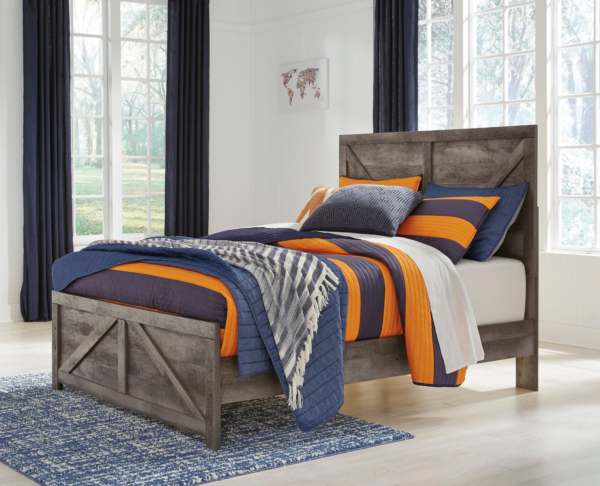 Wynnlow Gray Crossbuck Panel Youth Bedroom Set - SET | B440-55 | B440-86 | B440-31 | B440-36 | B440-92 | B440-46 - Luna Furniture - Dallas Store