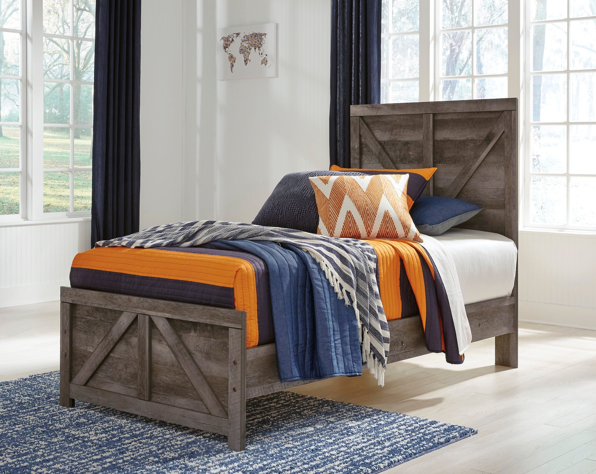 Wynnlow Gray Crossbuck Panel Youth Bedroom Set - SET | B440-55 | B440-86 | B440-31 | B440-36 | B440-92 | B440-46 - Luna Furniture - Dallas Store