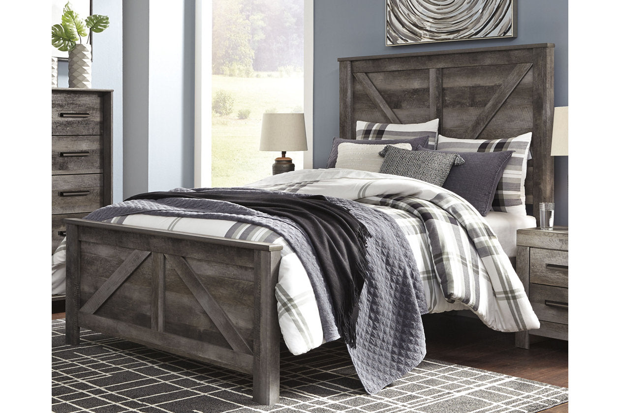 Wynnlow Gray Queen Crossbuck Panel Bed - SET | B440-98 | B440-54 | B440-57 - Luna Furniture - Dallas Store