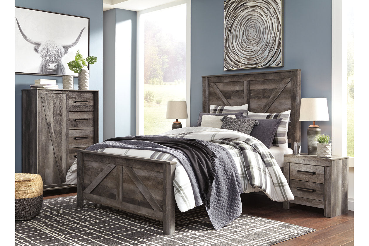 Wynnlow Gray Queen Crossbuck Panel Bed - SET | B440-98 | B440-54 | B440-57 - Luna Furniture - Dallas Store