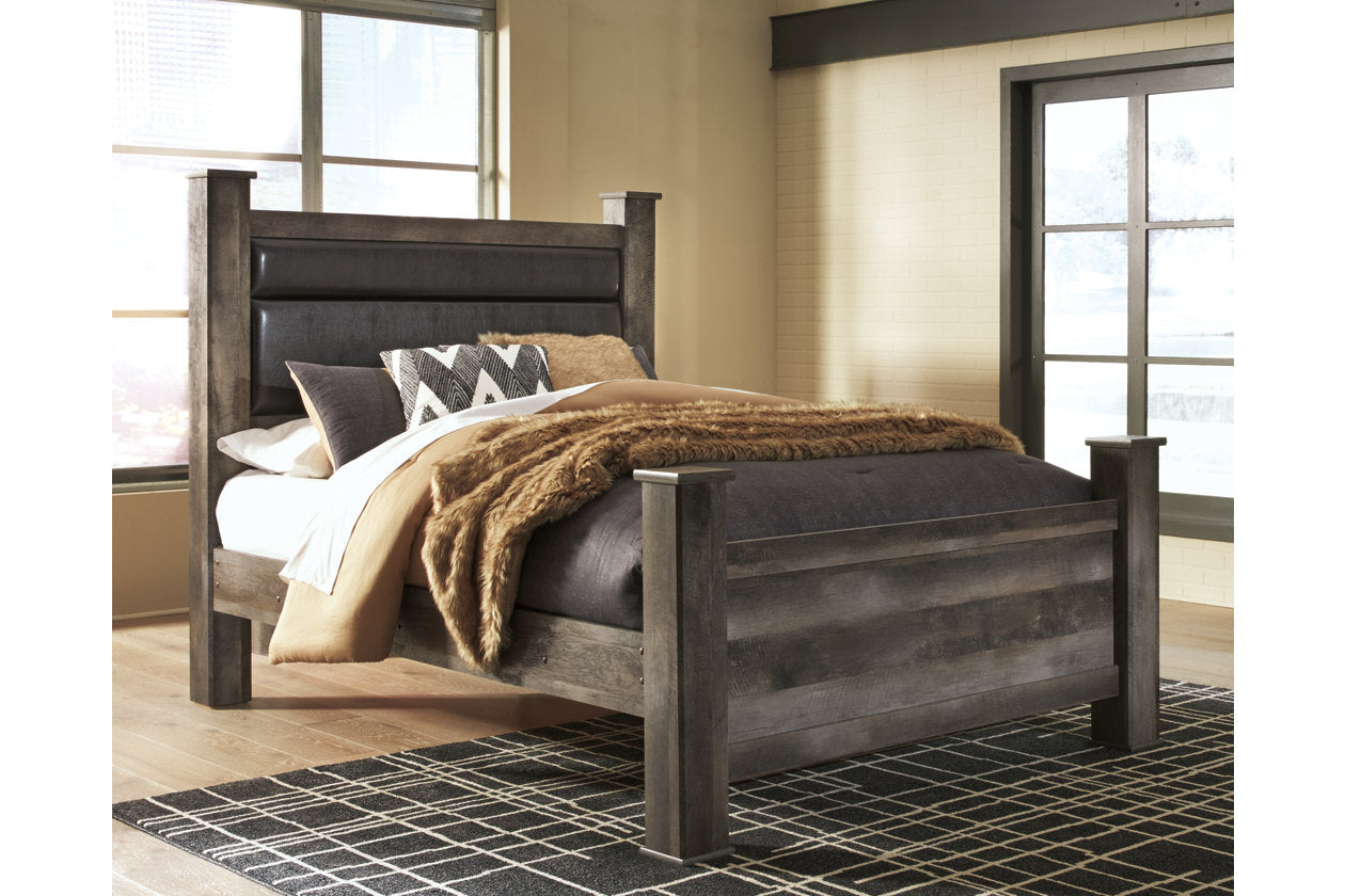 Wynnlow Gray Queen Upholstered Poster Bed - SET | B440-62 | B440-64 | B440-67N | B440-98 - Luna Furniture - Dallas Store