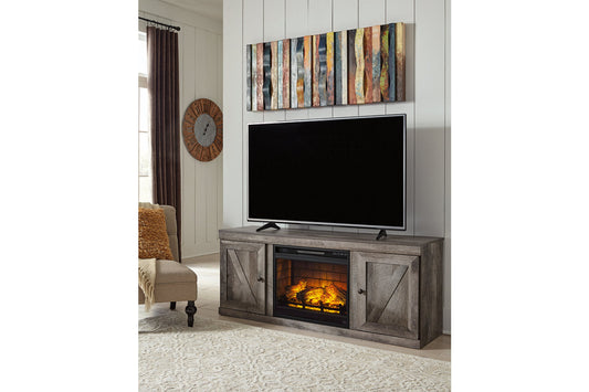 Wynnlow Gray TV Stand with Electric Fireplace - SET | EW0440-268 | W100-101 - Luna Furniture - Dallas Store