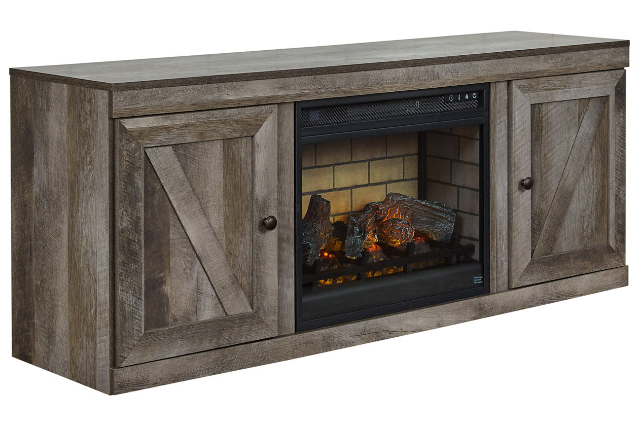 Wynnlow Gray TV Stand with Electric Fireplace - SET | EW0440-268 | W100-101 - Luna Furniture - Dallas Store
