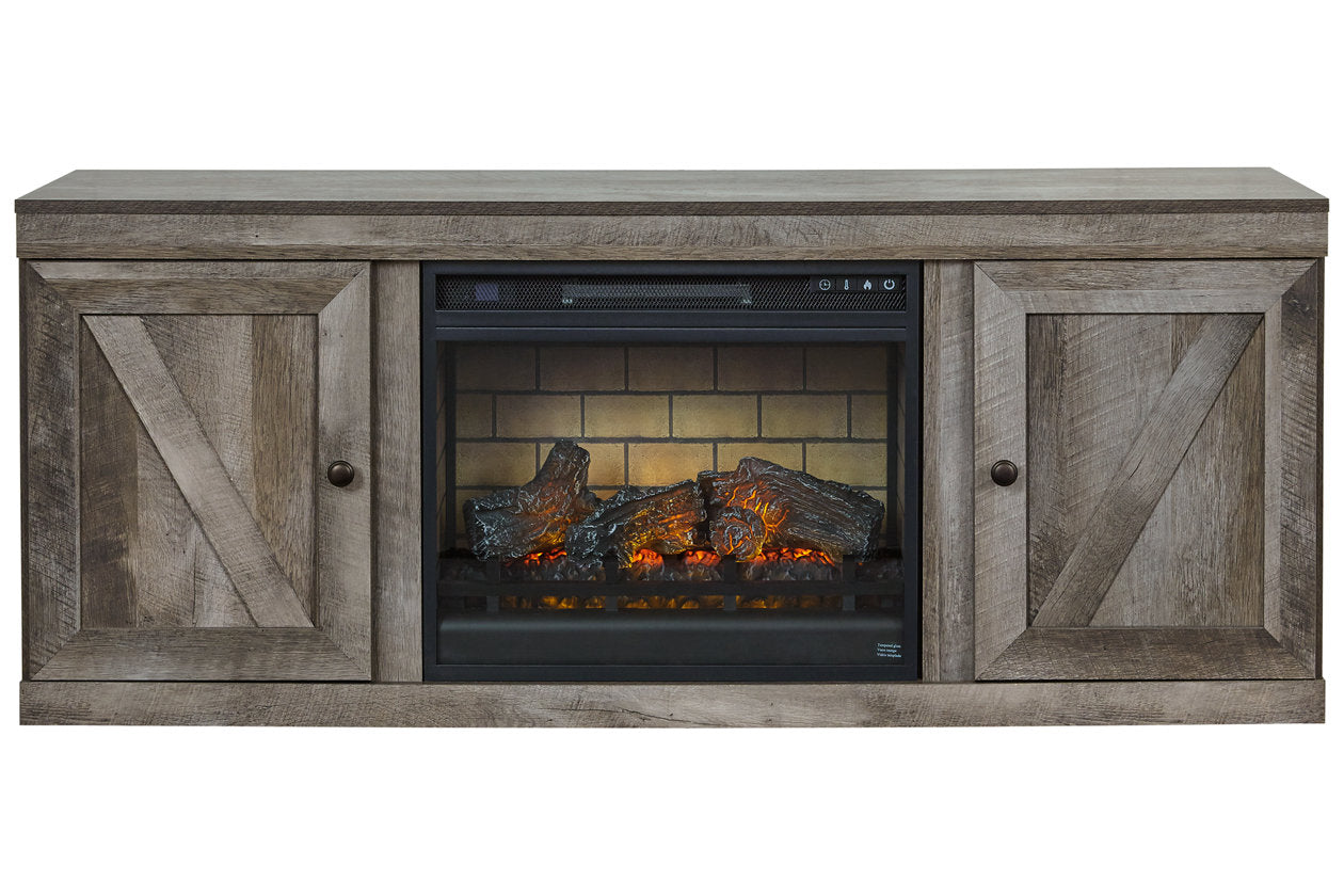 Wynnlow Gray TV Stand with Electric Fireplace - SET | EW0440-268 | W100-101 - Luna Furniture - Dallas Store
