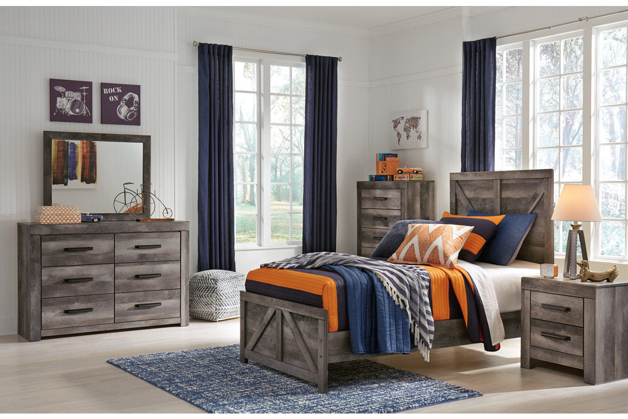 Wynnlow Gray Twin Crossbuck Panel Bed - SET | B440-53 | B440-83 - Luna Furniture - Dallas Store