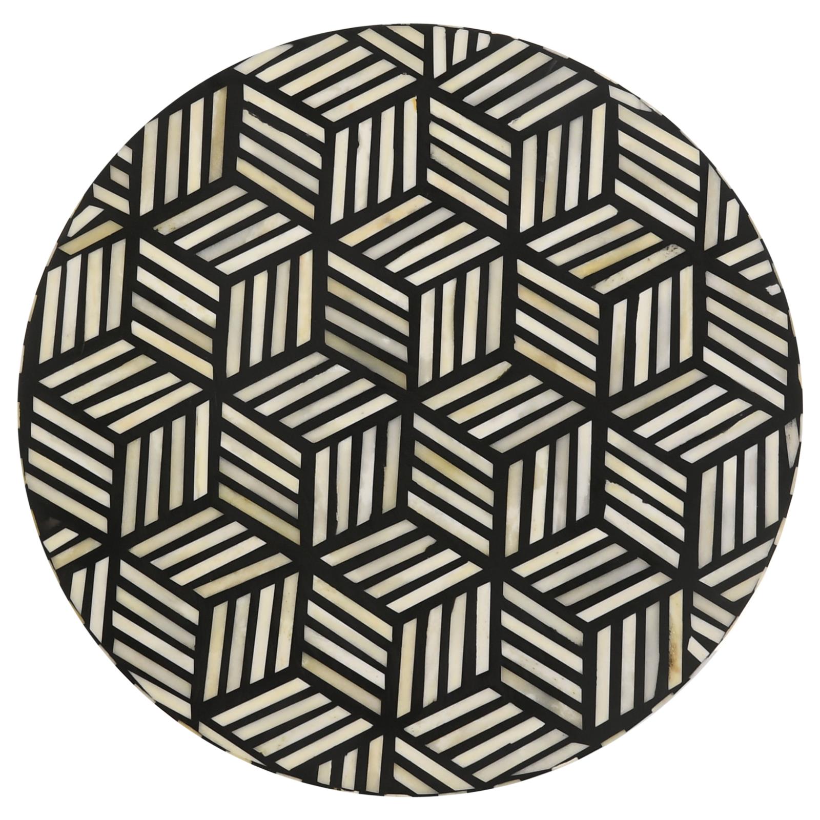 Xenia Black/White Round Accent Table with Hairpin Legs - 935878 - Luna Furniture - Dallas Store