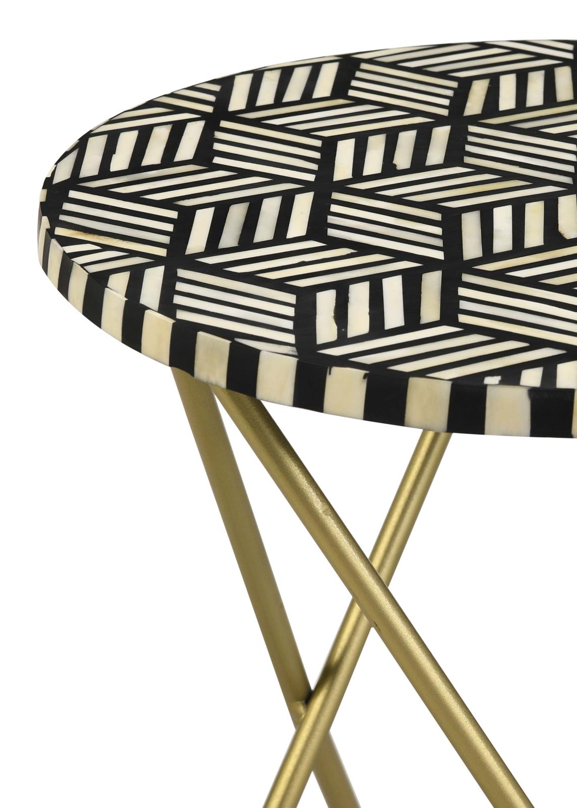 Xenia Black/White Round Accent Table with Hairpin Legs - 935878 - Luna Furniture - Dallas Store