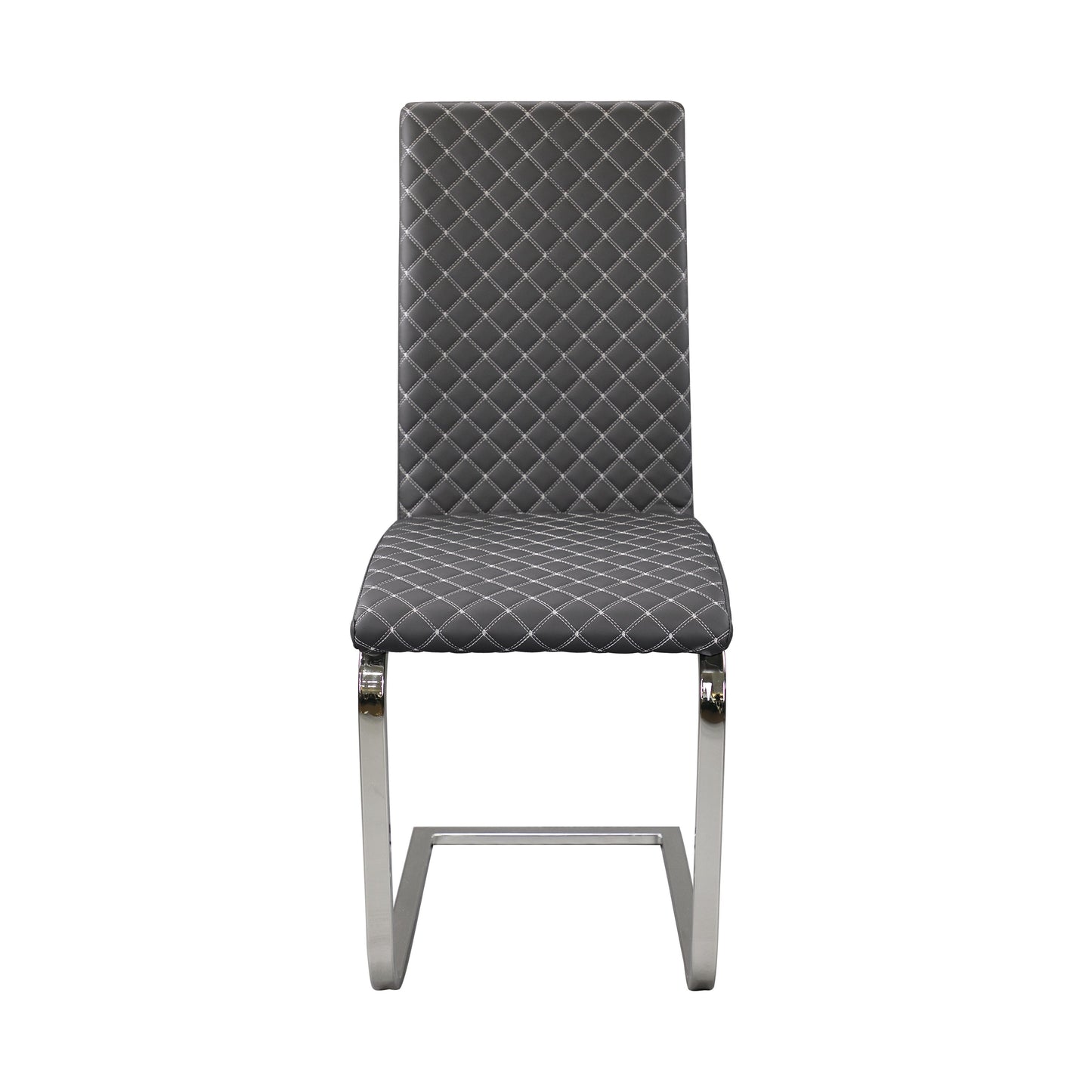 Yannis Chrome Metal/Gray Faux Leather Side Chair, Set of 2 - 5503S - Luna Furniture - Dallas Store