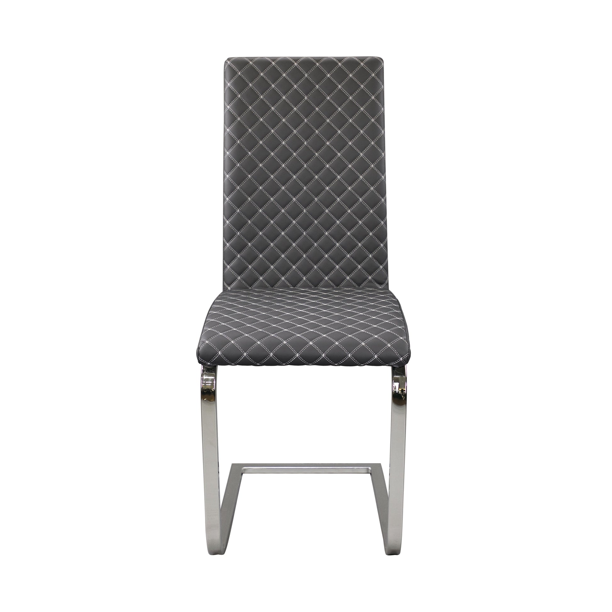 Yannis Chrome Metal/Gray Faux Leather Side Chair, Set of 2 - 5503S - Luna Furniture - Dallas Store