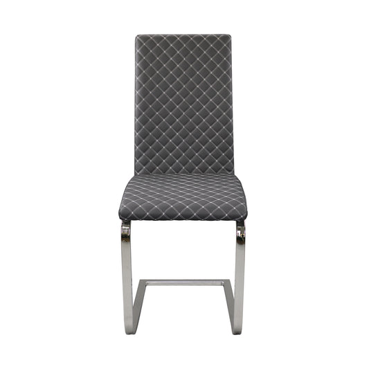Yannis Chrome Metal/Gray Faux Leather Side Chair, Set of 2 - 5503S - Luna Furniture - Dallas Store