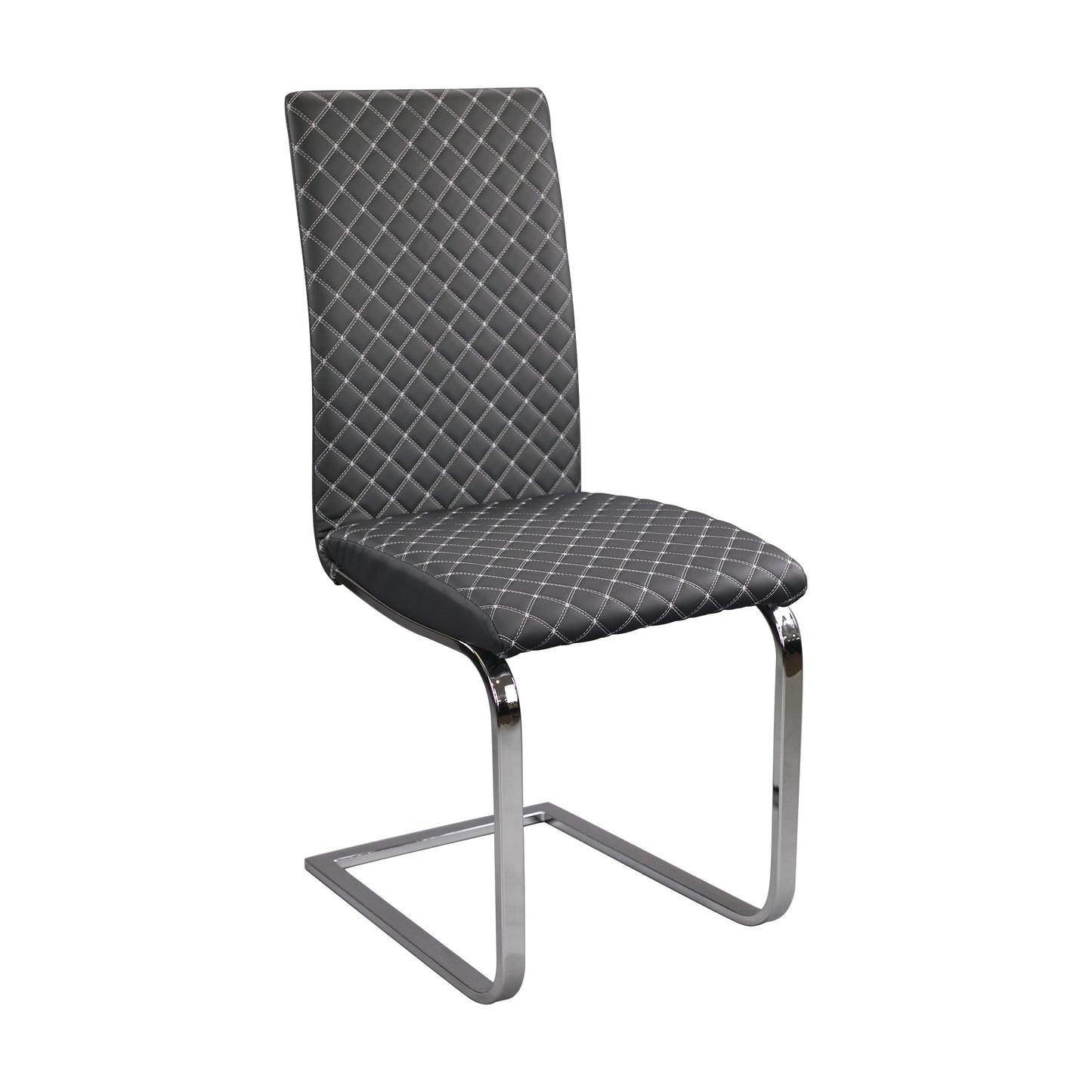 Yannis Chrome Metal/Gray Faux Leather Side Chair, Set of 2 - 5503S - Luna Furniture - Dallas Store