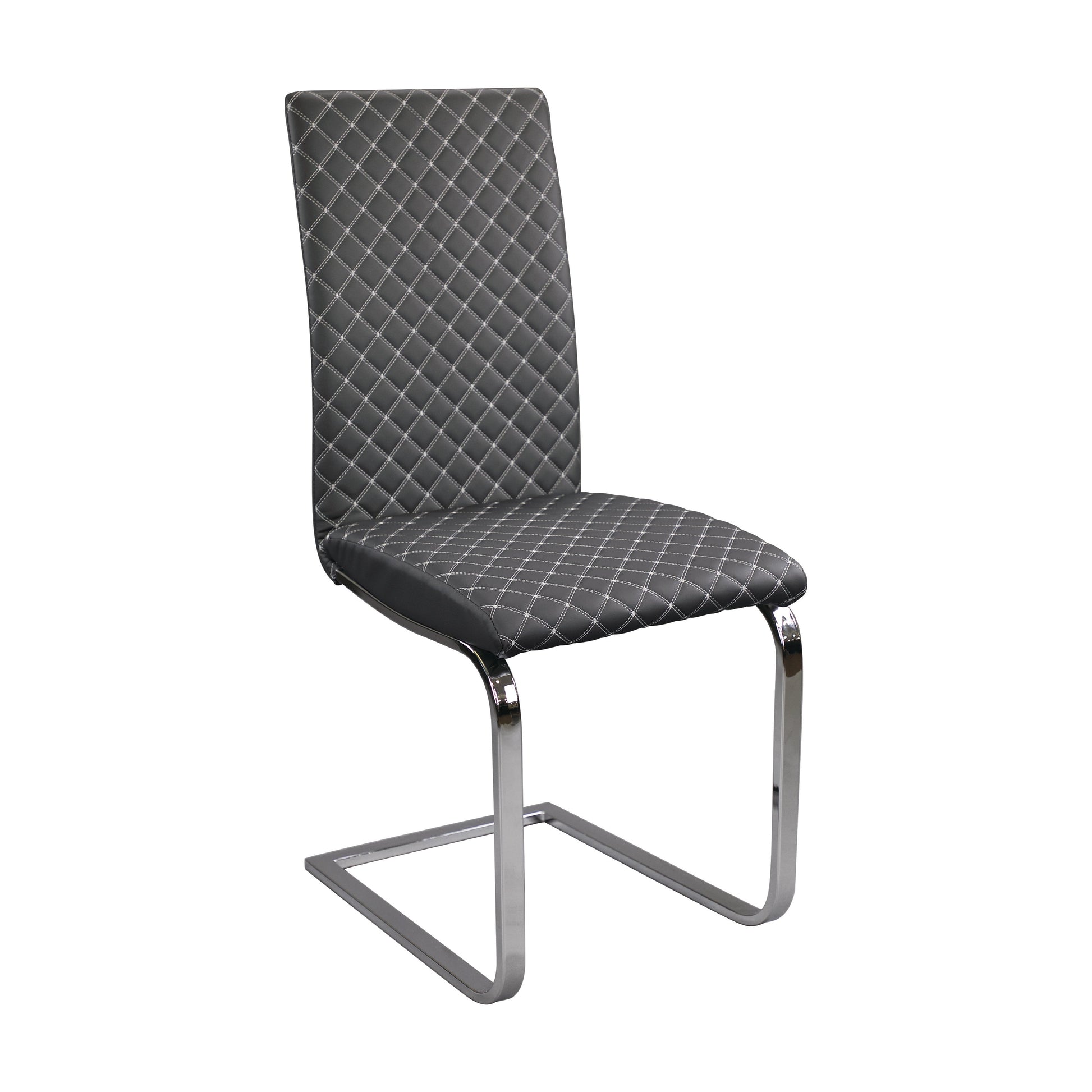Yannis Chrome Metal/Gray Faux Leather Side Chair, Set of 2 - 5503S - Luna Furniture - Dallas Store