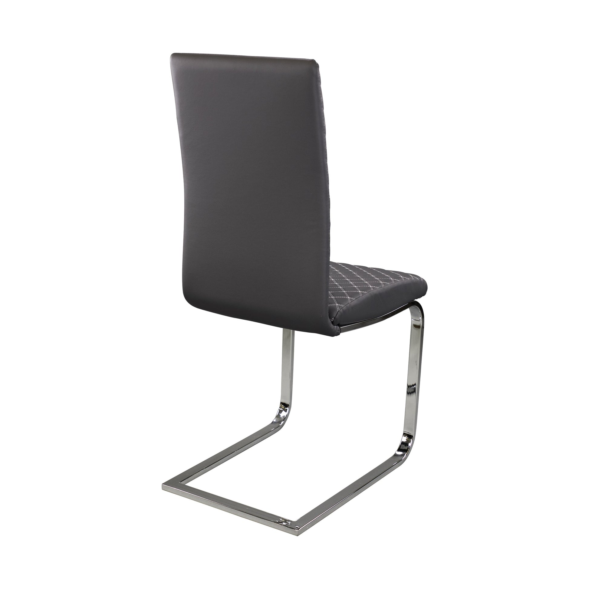 Yannis Chrome Metal/Gray Faux Leather Side Chair, Set of 2 - 5503S - Luna Furniture - Dallas Store