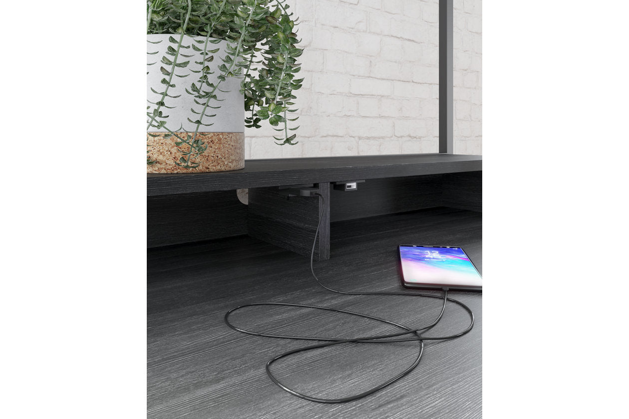 Yarlow Black 36" Home Office Desk with Shelf - H215-27 - Luna Furniture - Dallas Store