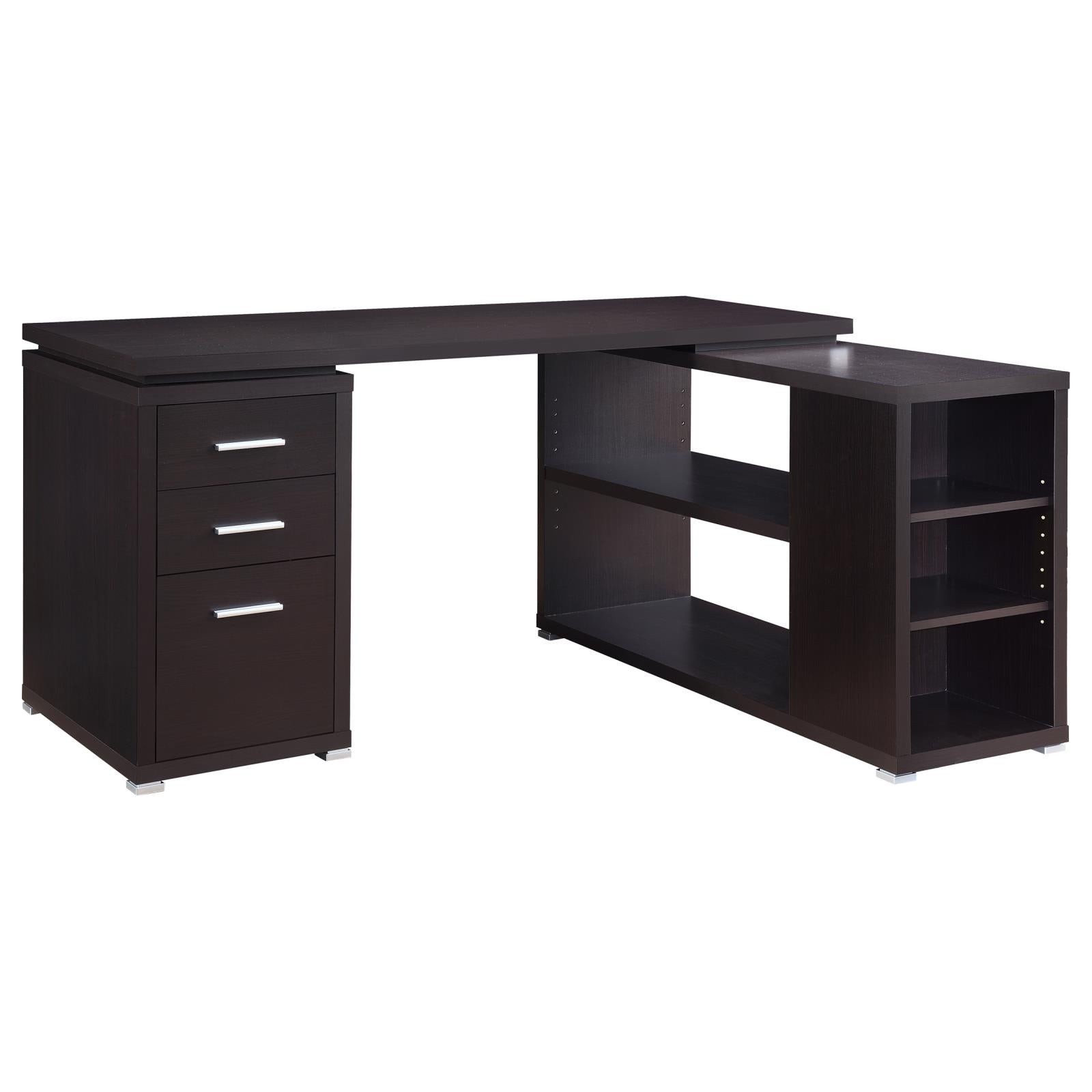 Yvette Cappuccino L-shape Office Desk - 800517 - Luna Furniture - Dallas Store
