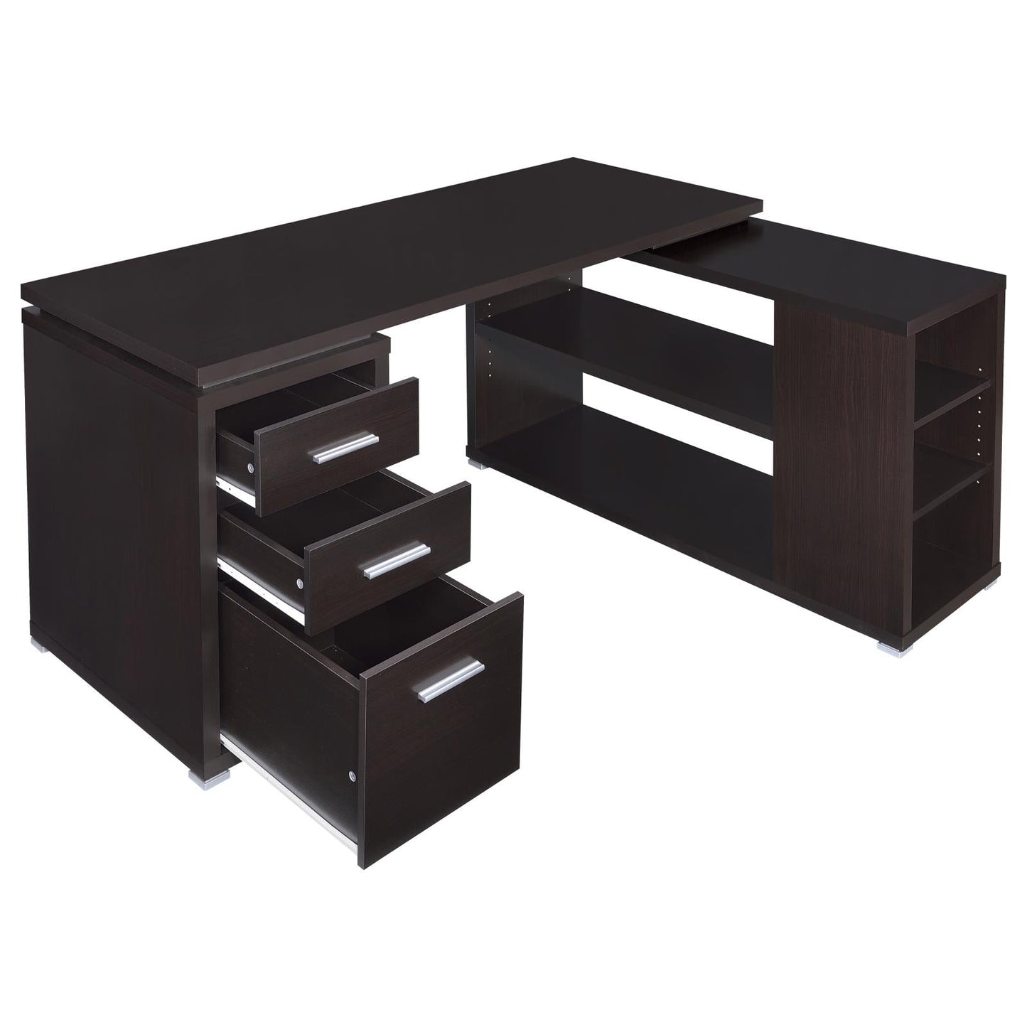 Yvette Cappuccino L-shape Office Desk - 800517 - Luna Furniture - Dallas Store