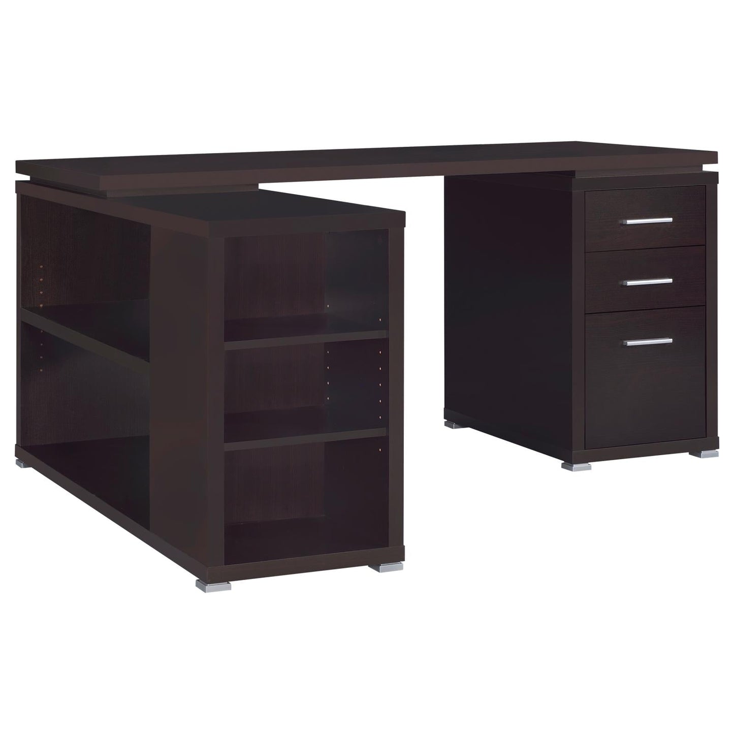 Yvette Cappuccino L-shape Office Desk - 800517 - Luna Furniture - Dallas Store
