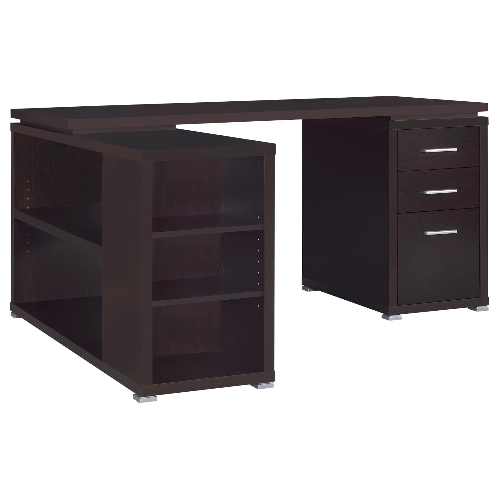 Yvette Cappuccino L-shape Office Desk - 800517 - Luna Furniture - Dallas Store