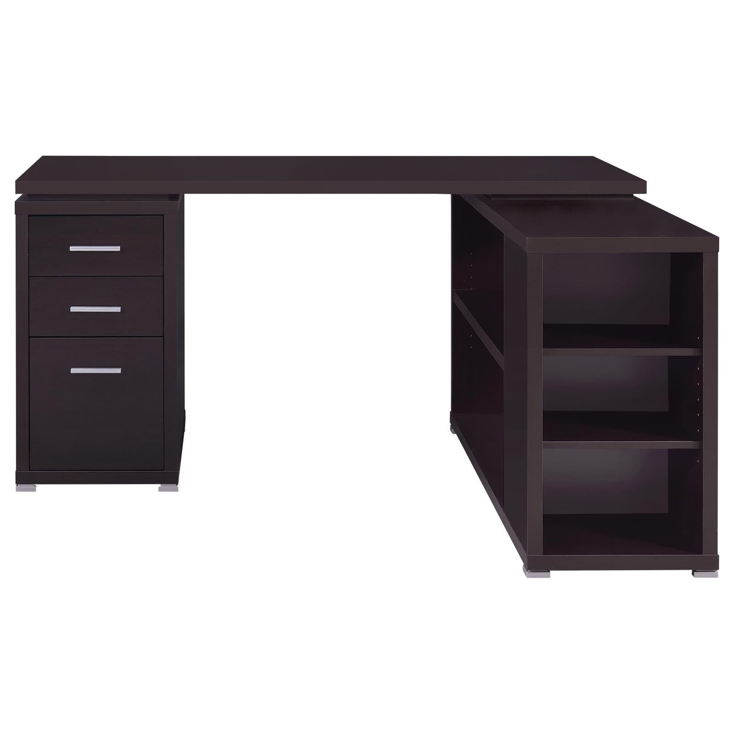 Yvette Cappuccino L-shape Office Desk - 800517 - Luna Furniture - Dallas Store