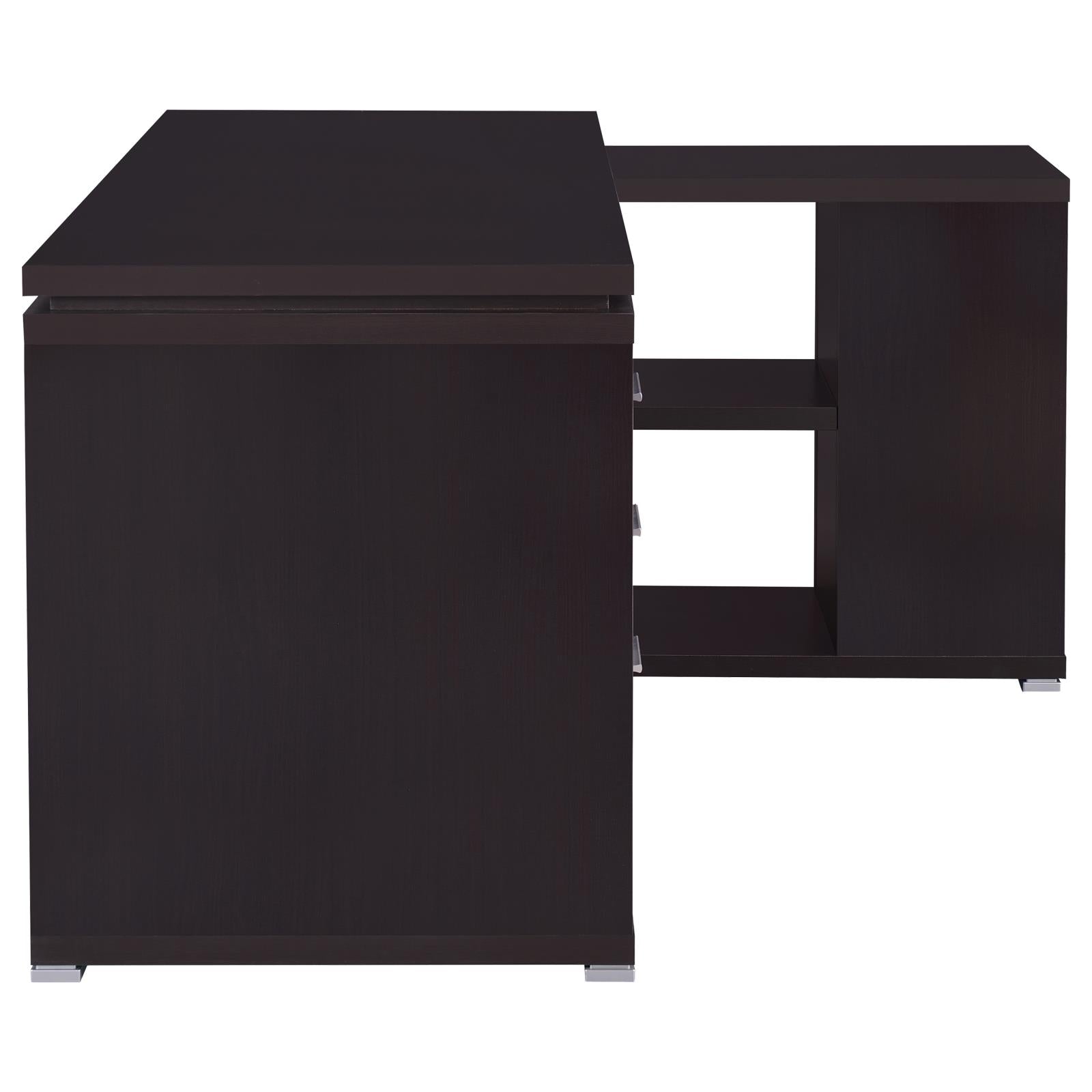 Yvette Cappuccino L-shape Office Desk - 800517 - Luna Furniture - Dallas Store