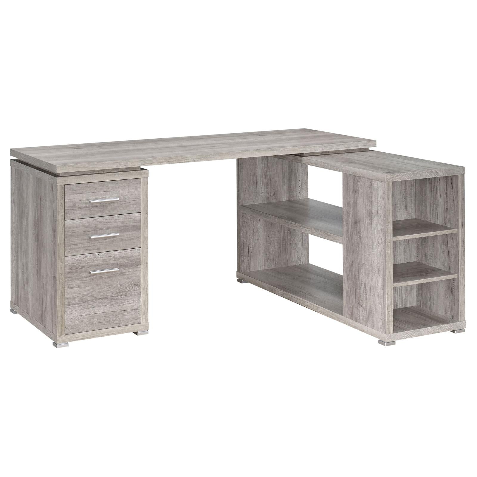 Yvette Gray Driftwood L-shape Office Desk - 801516 - Luna Furniture - Dallas Store