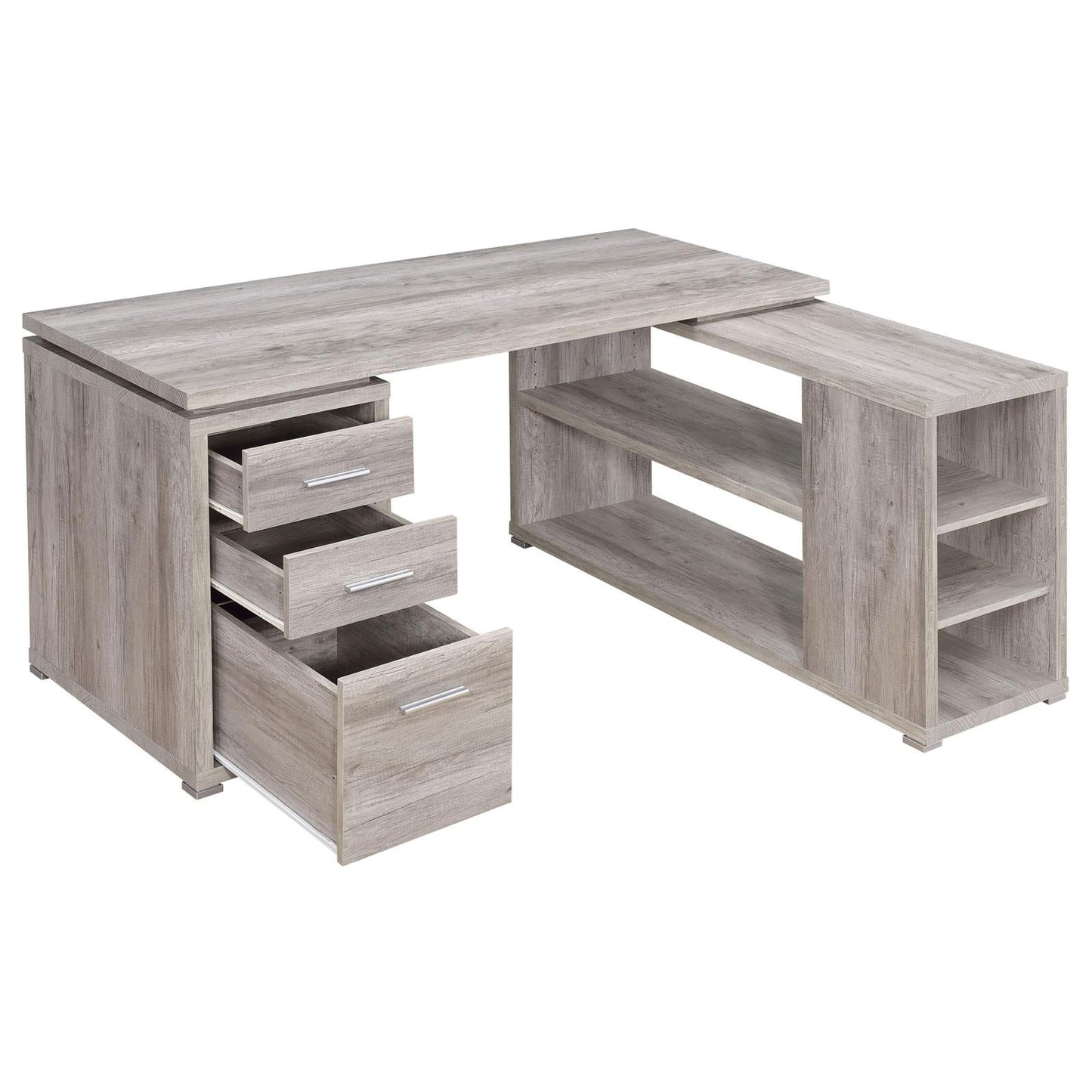 Yvette Gray Driftwood L-shape Office Desk - 801516 - Luna Furniture - Dallas Store
