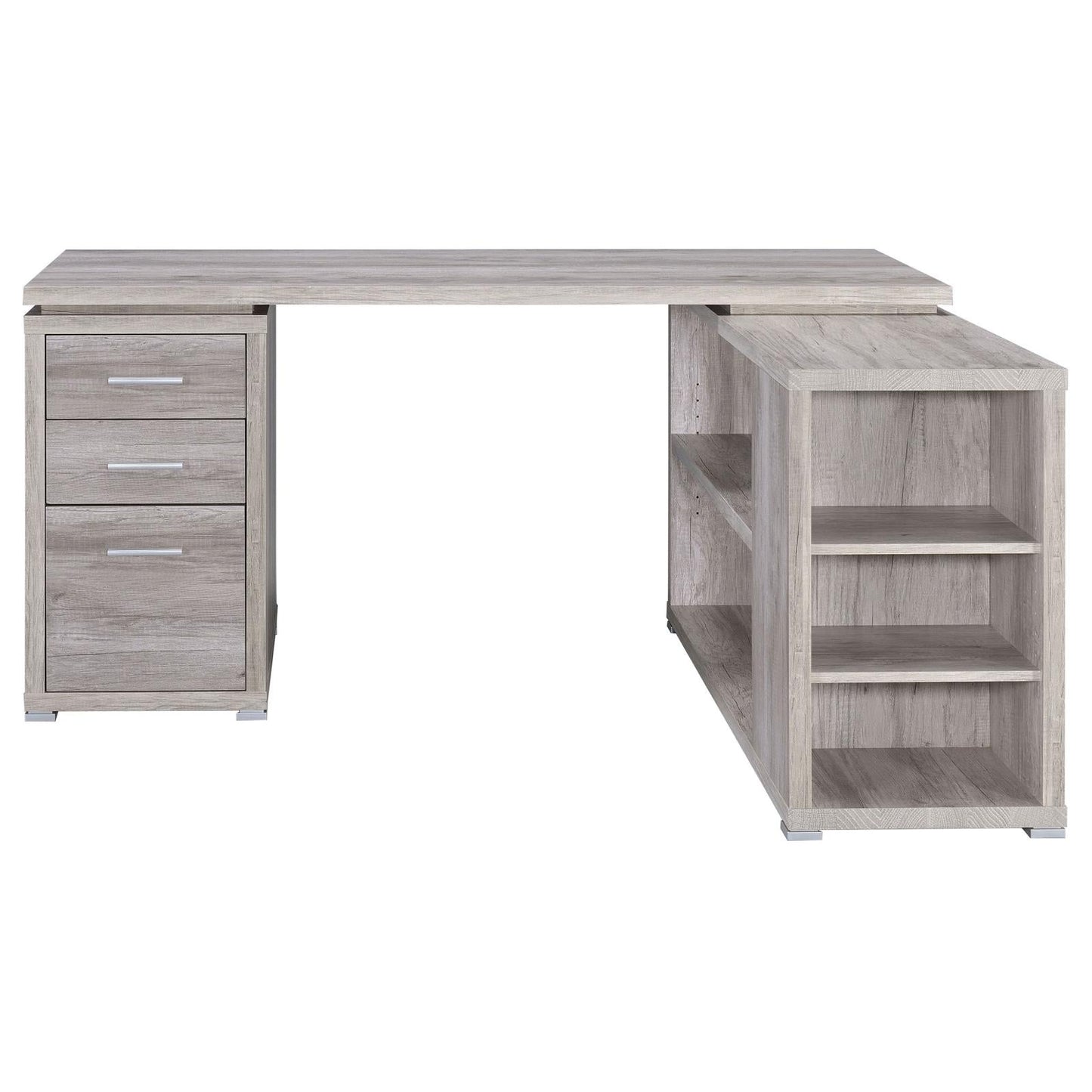 Yvette Gray Driftwood L-shape Office Desk - 801516 - Luna Furniture - Dallas Store