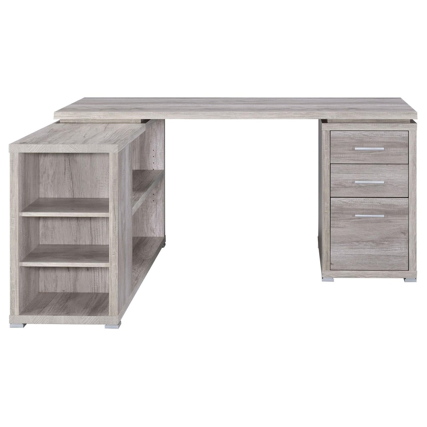 Yvette Gray Driftwood L-shape Office Desk - 801516 - Luna Furniture - Dallas Store