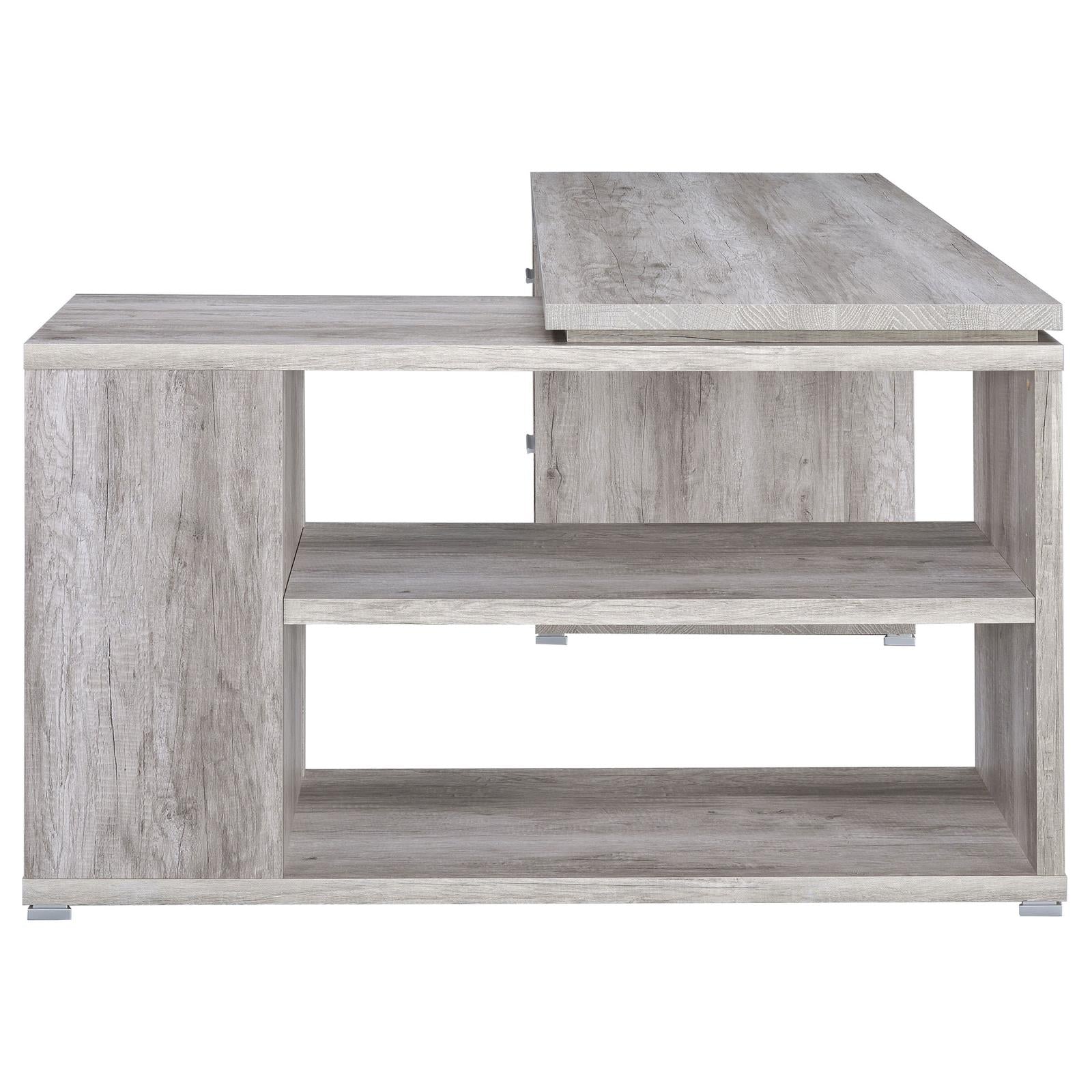 Yvette Gray Driftwood L-shape Office Desk - 801516 - Luna Furniture - Dallas Store
