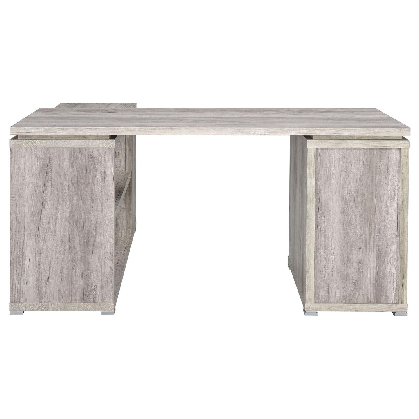Yvette Gray Driftwood L-shape Office Desk - 801516 - Luna Furniture - Dallas Store