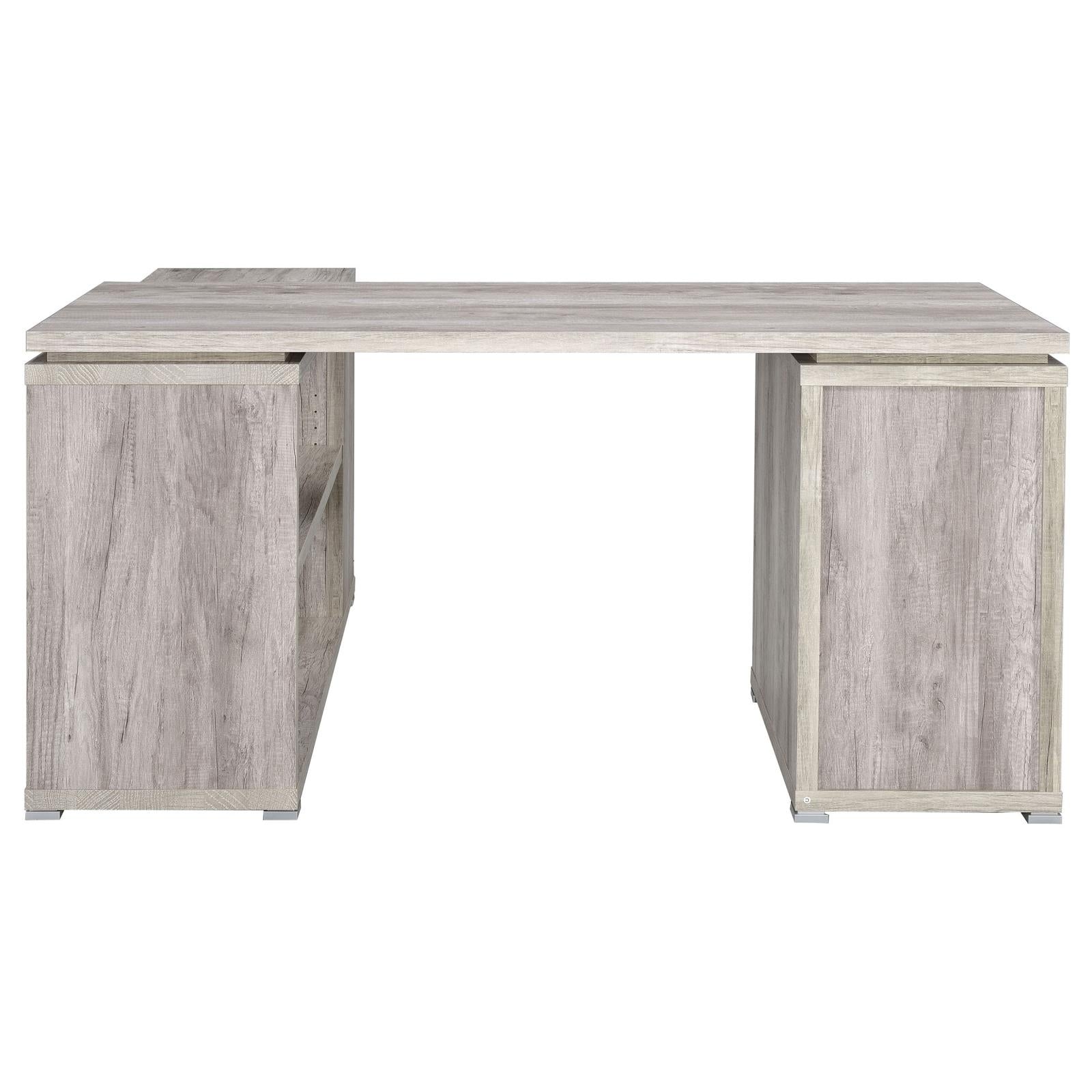 Yvette Gray Driftwood L-shape Office Desk - 801516 - Luna Furniture - Dallas Store