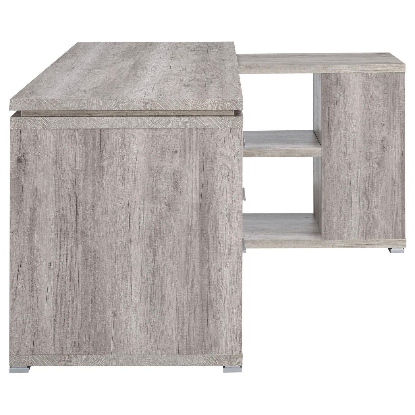 Yvette Gray Driftwood L-shape Office Desk - 801516 - Luna Furniture - Dallas Store